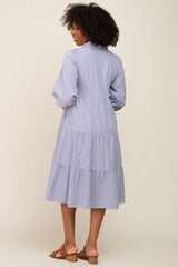 Light Blue Chambray Button Front Dress