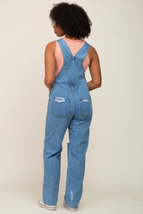 Blue Medium Wash Distressed Denim Overalls