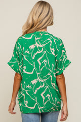 Green Printed V-Neck Maternity Top