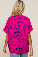 Magenta Printed V-Neck Maternity Top