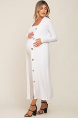 White Ribbed Maternity Dress Set