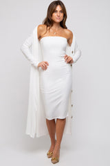 White Ribbed Dress Set