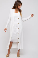 White Ribbed Dress Set