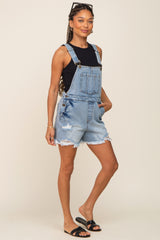 Blue Distressed Short Overalls