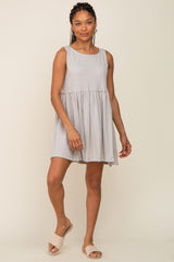 Grey Sleeveless Babydoll Mini Dress