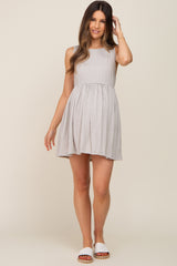 Grey Sleeveless Babydoll Maternity Mini Dress