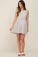 Grey Sleeveless Babydoll Maternity Mini Dress