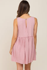 Mauve Sleeveless Babydoll Maternity Mini Dress