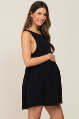 Black Sleeveless Babydoll Maternity Mini Dress