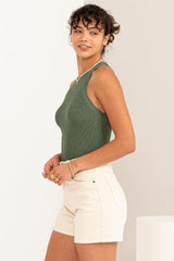 Olive Sleeveless Halter Top