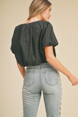 Black Cropped Bubble Top