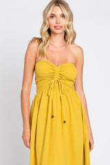 Yellow Smocked Cutout Back Maxi Dress