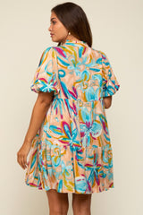 Multicolor Abstract Floral Maternity Dress