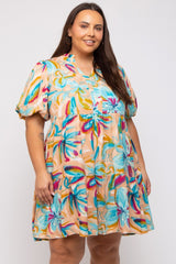 Multicolor Abstract Floral Plus Dress