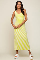 Lime Ribbed Sleeveless Maxi Dress