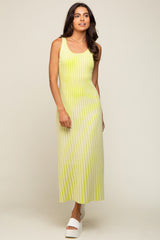 Lime Ribbed Sleeveless Maxi Dress