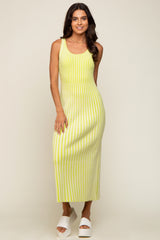 Lime Ribbed Sleeveless Maxi Dress