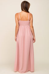 Light Pink Smocked Sleeveless Maxi Dress