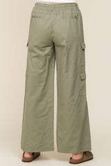 Olive Double Pocket Wide Leg Cargo Pants