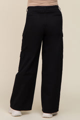 Black Maternity Double Pocket Wide Leg Cargo Pants