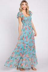 Jade Floral Ruffle Tiered Maxi Dress