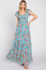 Jade Floral Ruffle Tiered Maxi Dress