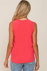 Coral Solid V-Neck Sleeveless Maternity Top