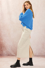 Beige Parachute Maxi Skirt