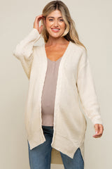 Cream Cable Knit Accent Maternity Cardigan