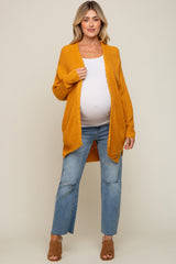 Yellow Cable Knit Accent Maternity Cardigan