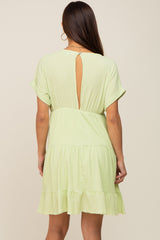 Lime V-Neck Tiered Cutout Back Maternity Dress