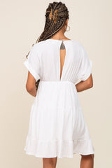 White V-Neck Tiered Cutout Back Dress