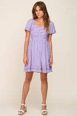 Lavender Pleated Ruffle Dress