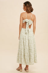 Mint Cut Out Bow Back Cami Maxi Dress