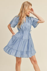 Blue Tiered Mini Dress