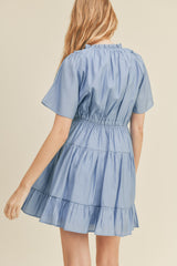 Blue Tiered Mini Dress