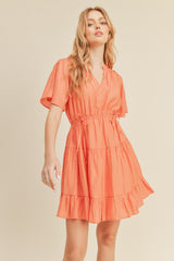 Coral Tiered Mini Dress