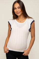 Ivory Cap Sleeve Knit Maternity Top