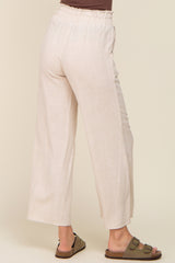 Beige Linen Wide Leg Pants