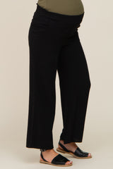 Black Linen Wide Leg Maternity Pants