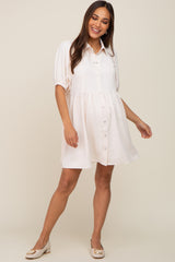 Cream Button Down Maternity Mini Dress