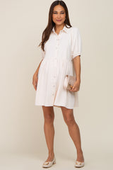 Cream Button Down Maternity Mini Dress