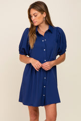 Navy Blue Button Down Maternity Mini Dress