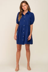 Navy Blue Button Down Mini Dress