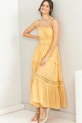 Yellow Ruffle Tiered Maxi Dress