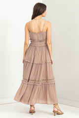 Taupe Ruffle Tiered Maxi Dress