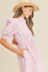 Pink Pin Stripe Striped Button Down Mini Dress