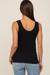 Black Ribbed V-Neck Sleeveless Maternity Top