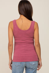 Mauve Ribbed V-Neck Sleeveless Maternity Top