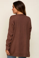 Brown Front Pocket Maternity Cardigan